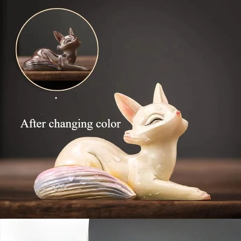 تغيير لون الثعلب الشاي الجديد الحيوانات الأليفة ، لطيف الحيوان شرب الشاي لعبة مكتب المنزل طاولة شاي الشاي الحيوانات الأليفة الديكور فنغشوي متعة الطعم الساخن #1