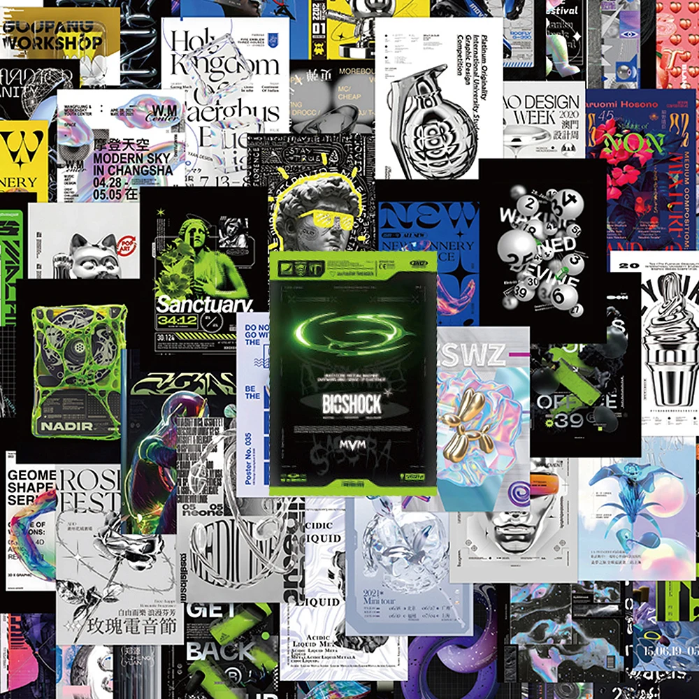 10/30/60 Stück Fantasy-Acid-Poster Ins-Style-Aufkleber Ästhetische Kunst-Graffiti-Aufkleber für Skateboard, Handy, Koffer, Dekoration