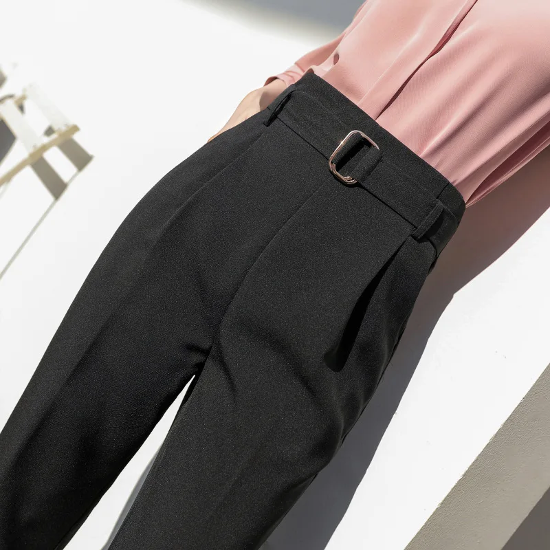 

Black Harem Pants Women's Spring and Autumn 2021 New Korean Style Professional Draping Effect Baggy Pants High Waist Slimming Su