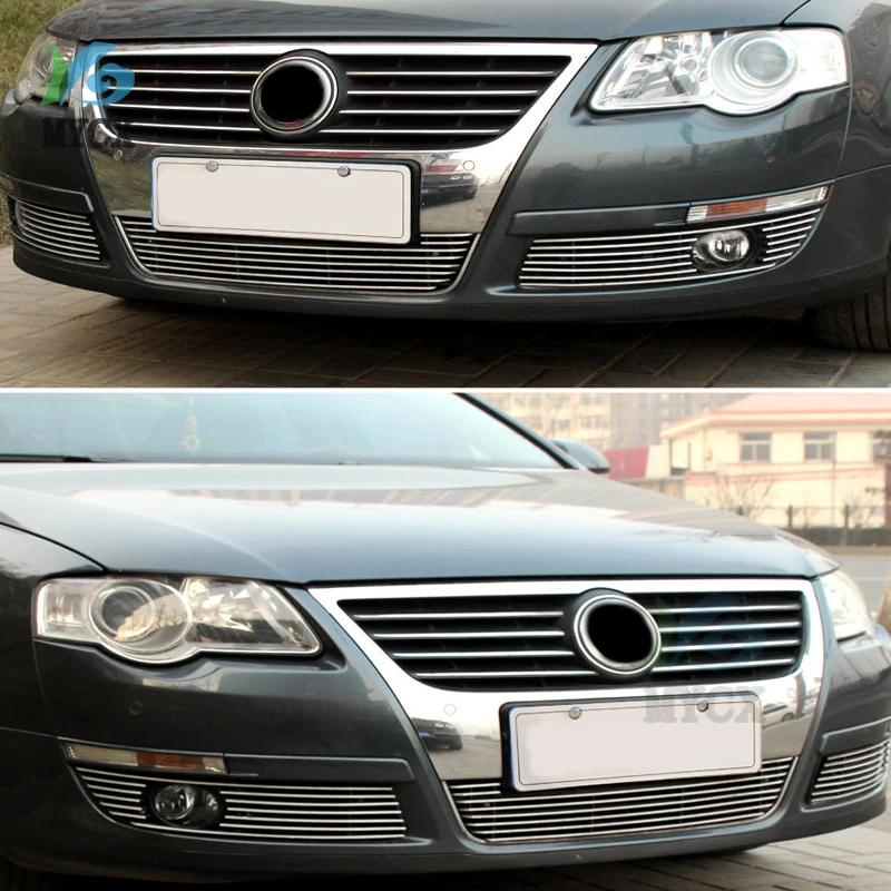 Stainless steel Front Grille Around Trim Racing Grills Trim For Volkswagen PASSAT B6 2006 2007 2008 2009 2010