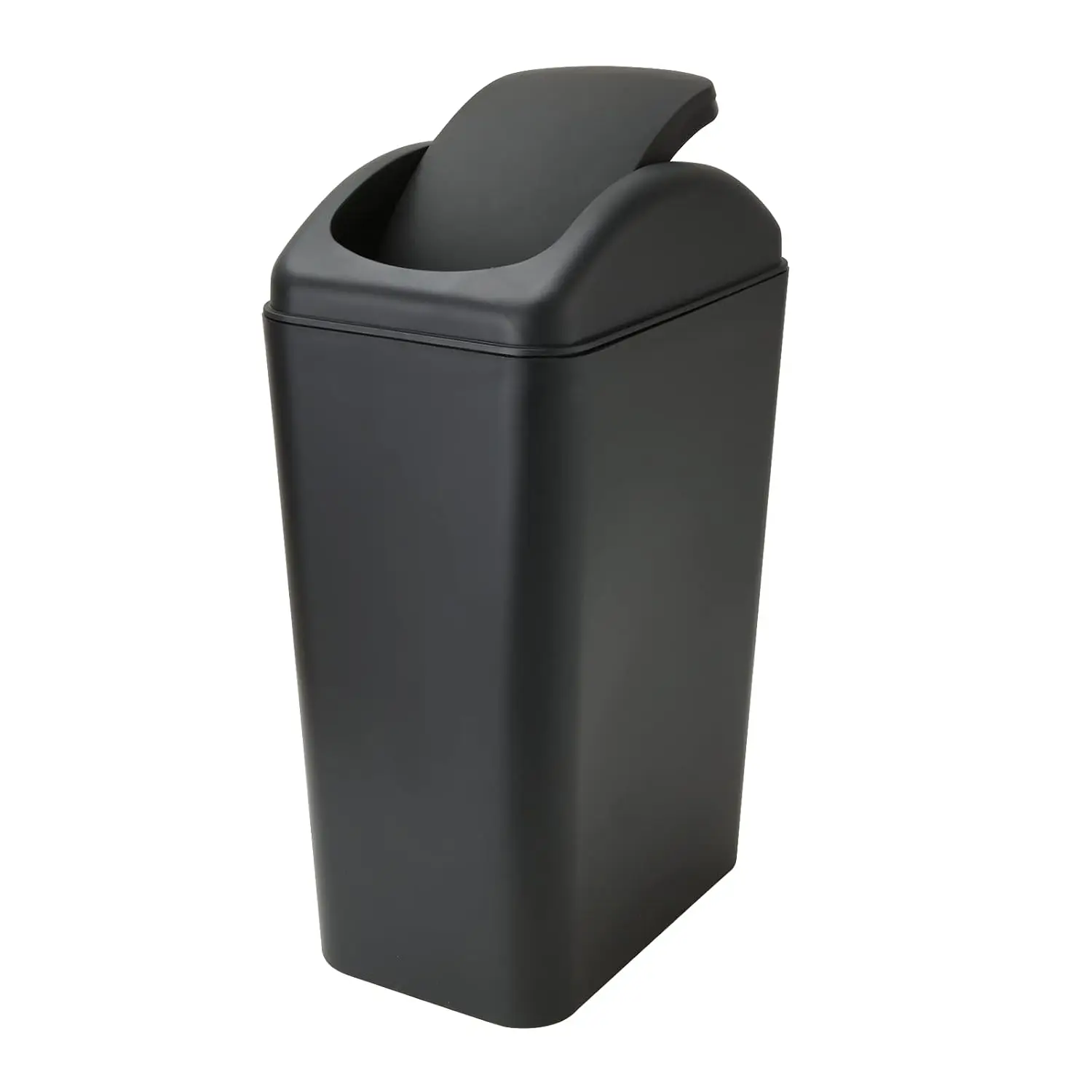 

Small Lidded Trash Can, 12L/3G Black Plastic Garbage Bin with Lid for Office, Bedroom, Bathroom