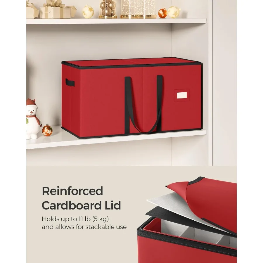 صندوق تخزين كبير لزينة عيد الميلاد بسحابات مزدوجة حاوية تخزين عيد الميلاد قابلة للتكديس مع غطاء 8 صواني 600D أكسفورد 3 بوصة 128