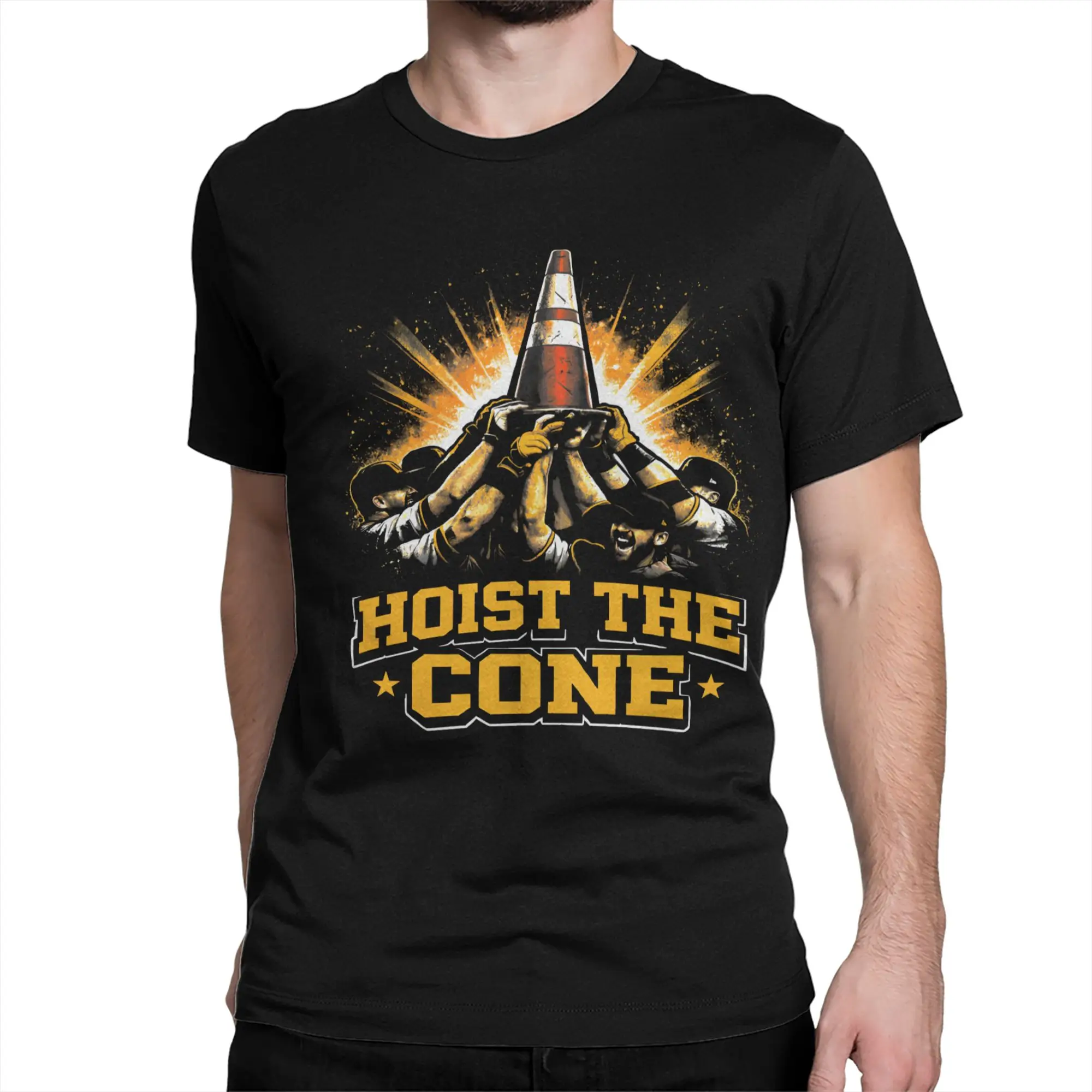 Hoist The Cone Baseball  Men Women T Shirt  Funny Tees Short Sleeve Round Neck T-Shirts Cotton Plus Size Clothing