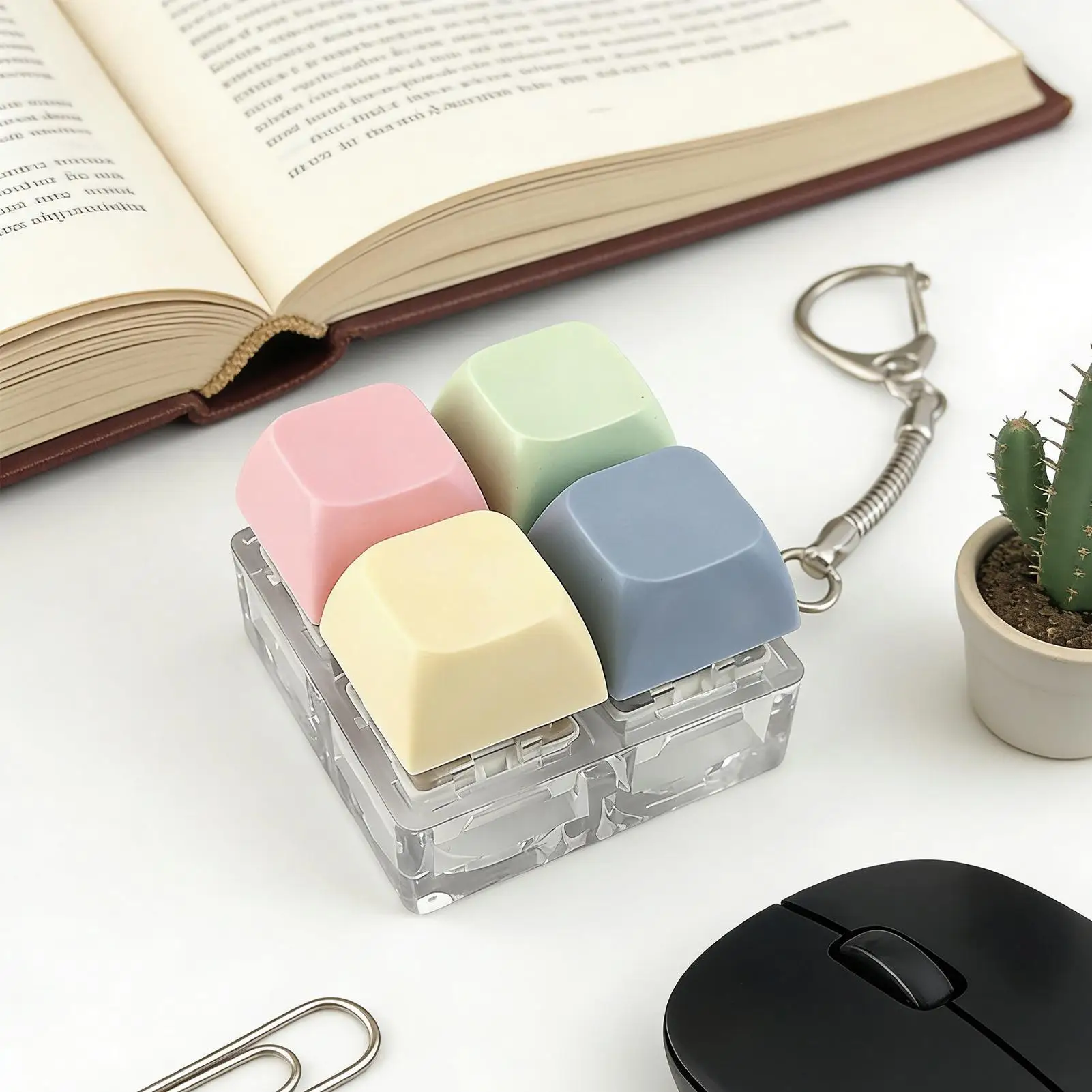 Keyboard Fidget Keychain 4 Keys Fun Sensory Toy Keyboard Keychain Fidget for Adults Home School Travel Desk Boredom Backpack