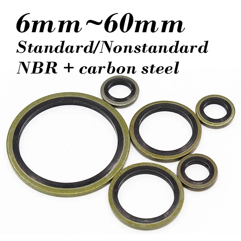 High Press Hydralic Rubber Oil Pip Bonded Sealing Ring M6 M8 M10 M12 M14 M16 M18 M20 M22~M60 Metal Rubber Oil Drain Plug Gasket