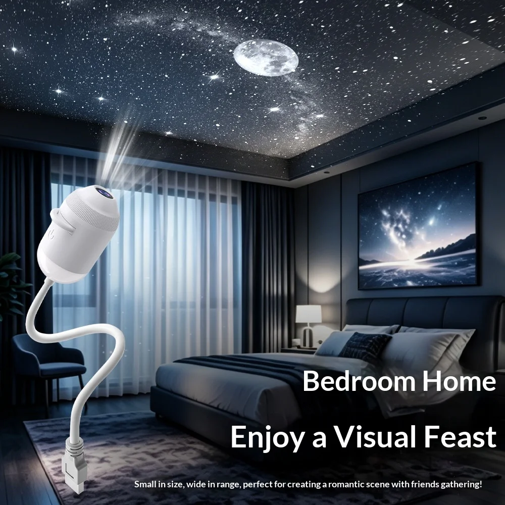 USB Car Starry Sky Projector Light Adjustable Angle Ambient Decor Lamp for Car Interior Bedroom Living Room Decoration