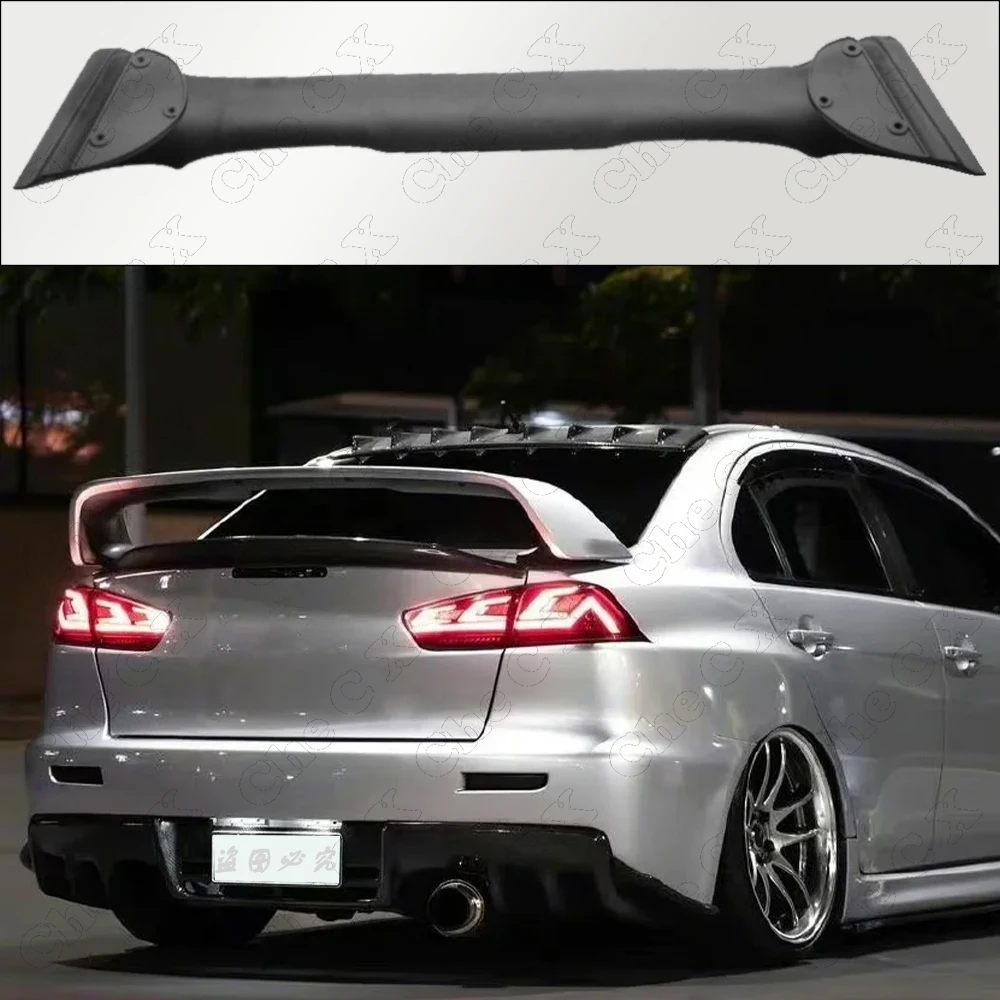 For Mitsubishi LANCER EVO Black Spoiler 2008 to 2015 ABS Material Primer Color Car Tail Wing Decoration Rear Trunk Spoilers Wing