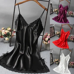 Bowknot Transparent Sexy Underwear Lace Tulle Hollow Suspender Nightdress Erotic Lingerie Pajamas Lady Nightgown Women Homewear