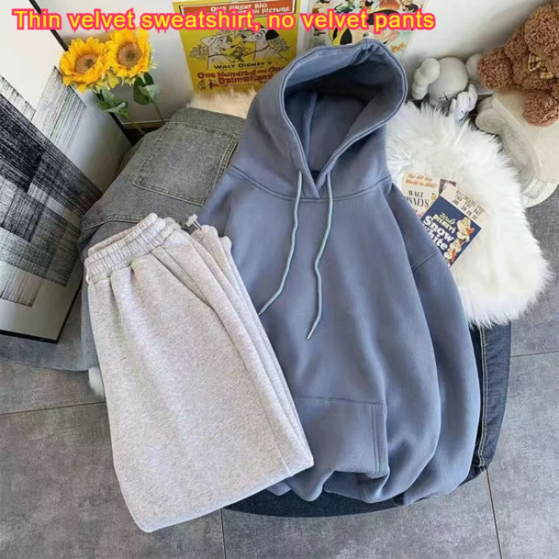 Autumn Men's Sportswear Suits Solid Adding Fleece Hoodie+casual Pants 2-piece Sets High Street Pocket Color Clashing Sets