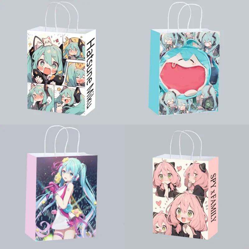 5pcs Hatsune Miku Paper Bag Candy Gift Packaging Bag Anya Forger Children's Birthday Party Decoration Shower Supplies Decoration