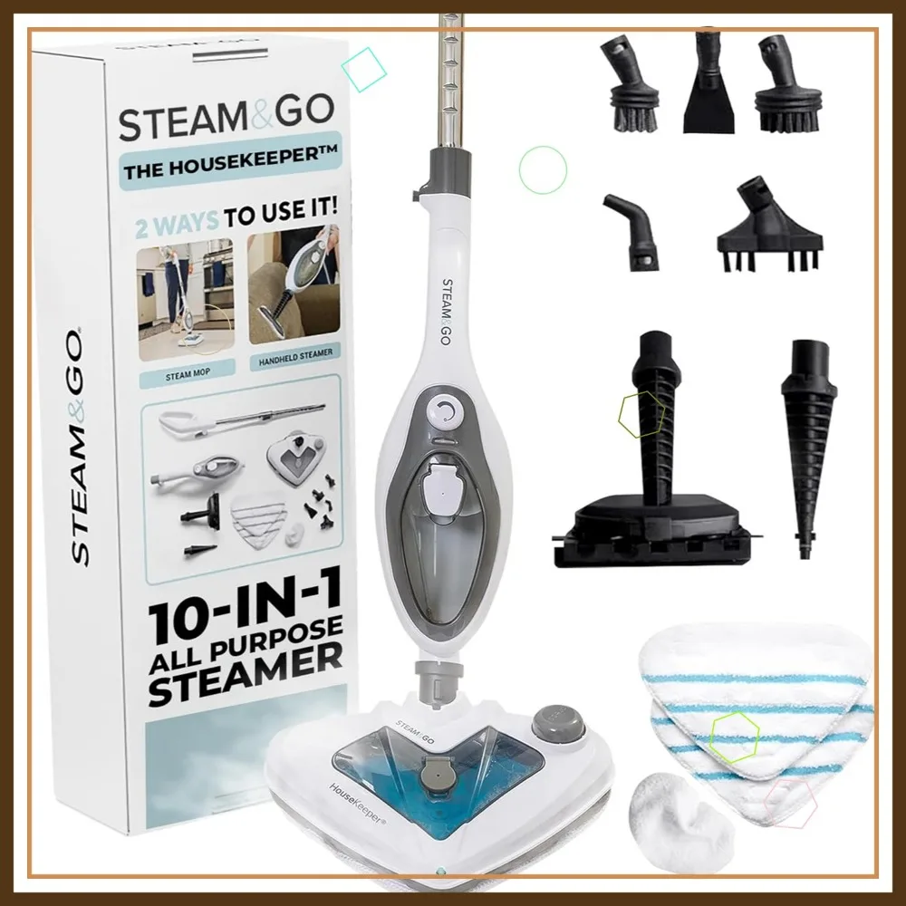 

10-in-1 Steam Mop with Detachable Handle & Handheld Cleaner for Tile, Grout, Hardwood, Carpets & Furniture