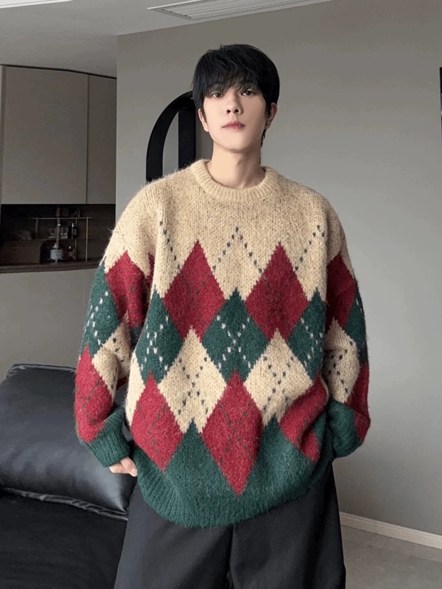 

Мужской зимний свитер American Sle Cisas: трендовый брендовый вязаный пальто-кардиган в стиле Lazy Sle для пар