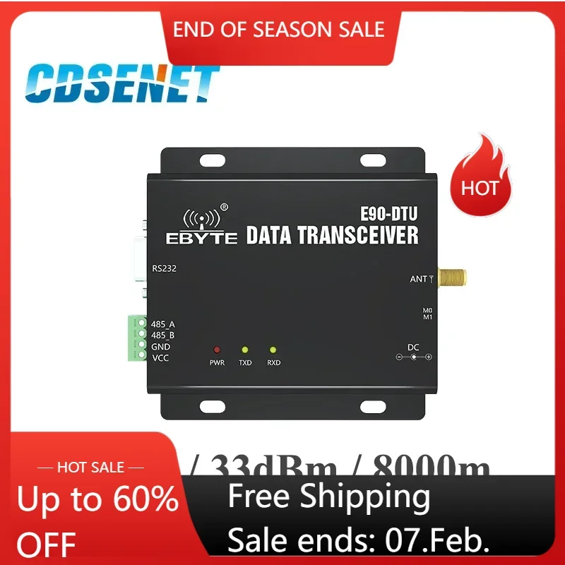 Lora Wireless Transceiver RS232 RS485 E90-DTU(230N33) 230MHz 2W Long Distance 8km Transceiver Radio Modem Narrowband 33dbm