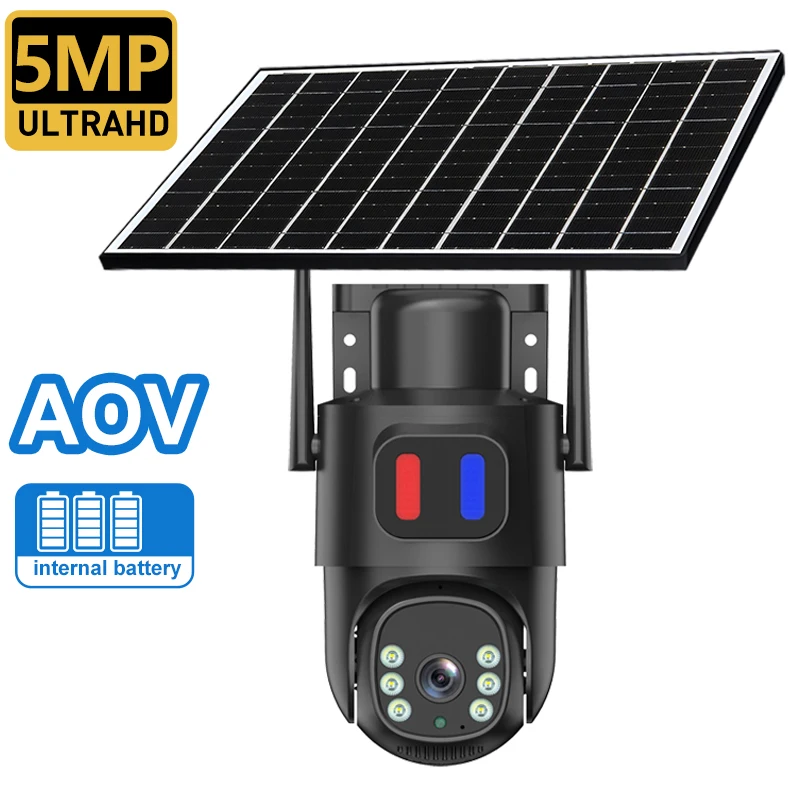 STLF 5MP AOV solar camera security 24 hours video surveillance home outdoor waterproof wireless wifi network remote 4G 3K ptz su