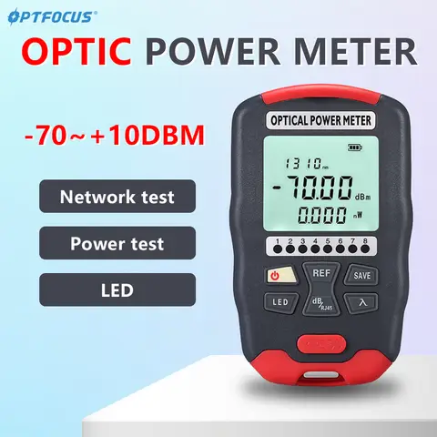 OPTFOCUS 광 파워 미터 광섬유 -70 +10dB 테스터 10 파장 RJ45 네트워크 테스터(LED 광섬유 도구 포함)