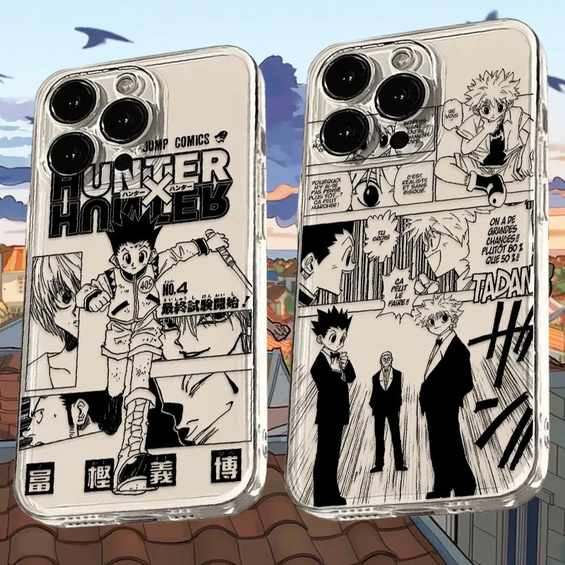 Anime Cartoon H-Hunter Transparente Handyhülle für iPhone 17 Air 16 15 14 Plus 13 12 Mini 11 Pro Max Stoßfeste Silikonhülle Funda