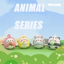 Molang Animal Zoo Series Figurine Dolls Keychain Kawaii Cute Panda Cat Rabbit Model Bag Keyring Pendant Toys Girl Kid Gift