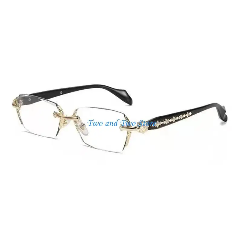 HX6F 2000S Frameless Glasses Plastic Frame Flat Lens Opticals Glasses For Clear Visual