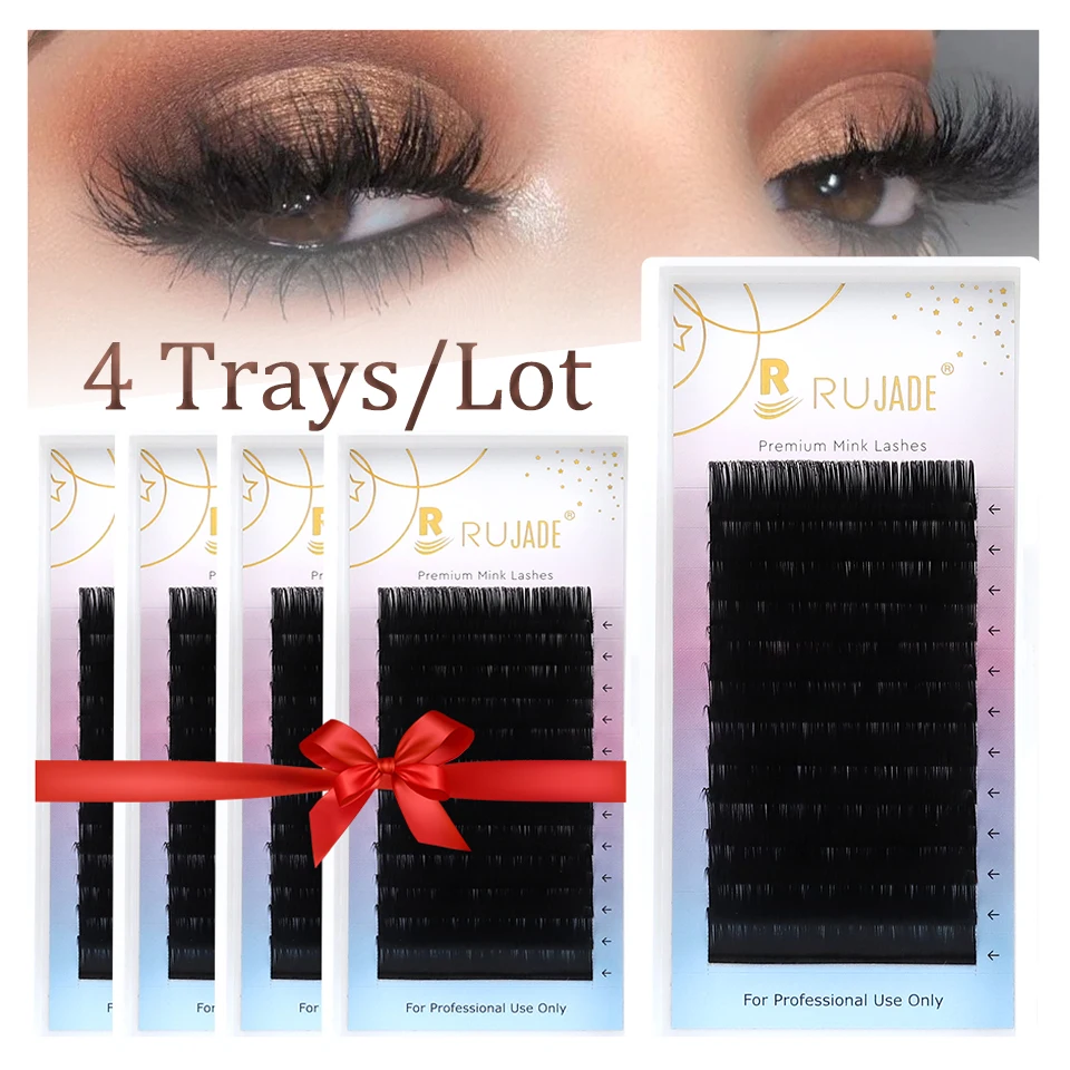 4 Tray/Lot False Eyelashes 8-20mm Mix Natural Soft Silk Individual Lash Extensions Russian Volume Lashes Makeup Cilios Wholesale