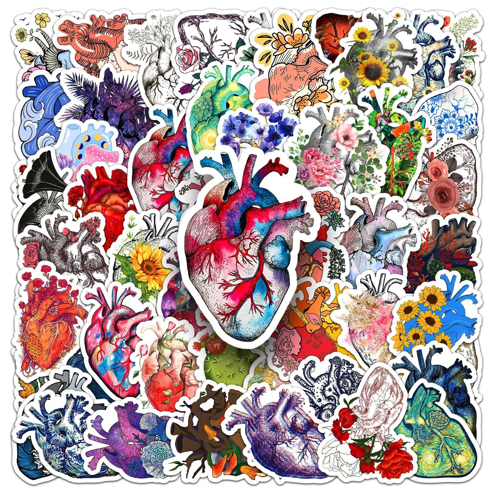 50 STKS Hart Doodle Stickers Cartoon Bloem Decoratie Mobiele Telefoon Case Water Cup Skateboard Laptop Waterdichte Stickers Kinderen Speelgoed