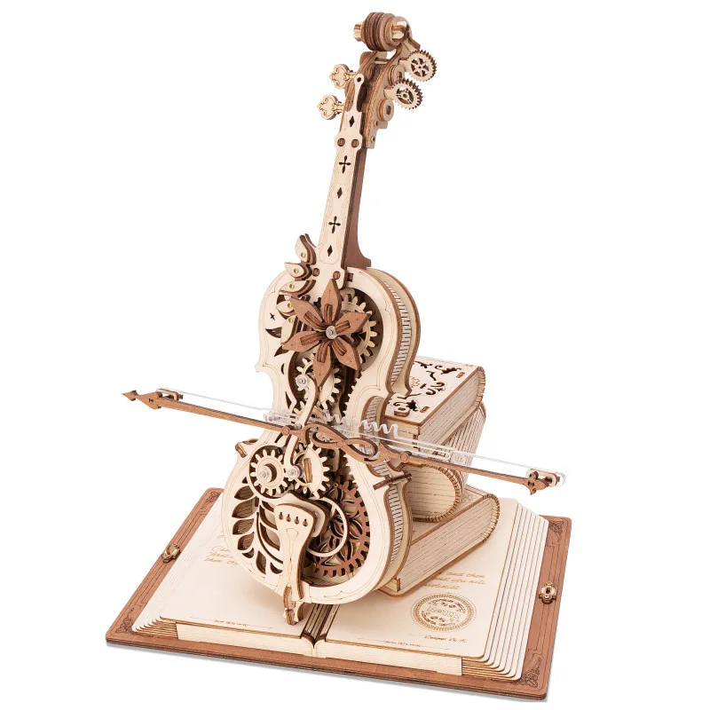 

Exquisite handmade birthday gift. Handmade wooden puzzle models. DIY gift Creative cello piano music box Carousel decoration.