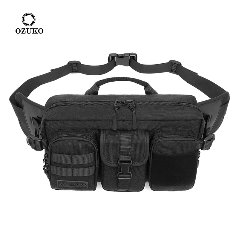 OZUKO Tactische Heuptasje Mannelijke Waterdichte Schoudertassen Mannen Mode Korte Trip Messenger Bag USB Opladen Crossbody Tas Tiener