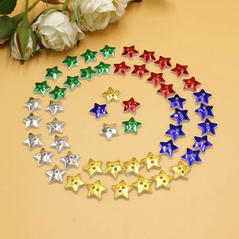 100pcs/lot 13mm Mixed Color star buttons craft scrapbooking Christmas decoration plastic buttons