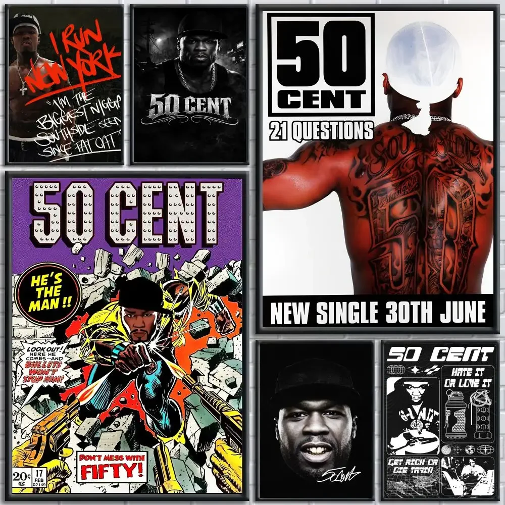 Rapper 50 C-Cent Painting Calligraphy Wall Art Canvas Poster Premium Home Decor Print for Living Room Bedroom