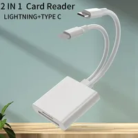 2 In 1 OTG Card Reader Type C Lightning to SD TF Memory Card Adapter For PC Laptop iPhone Multi Smart Cardreader No APP Requires