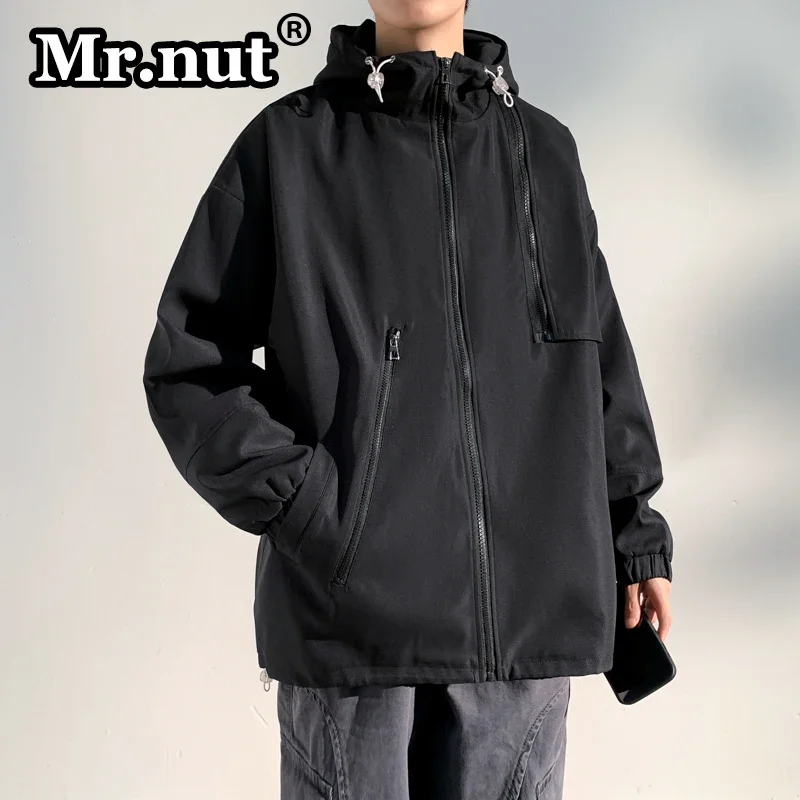 Mr.nut-Chaquetas deportivas impermeables para hombre, chaqueta holgada de moda, ropa informal, traje Popular de escalada y acampada, Abrigo con capucha