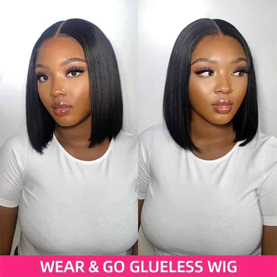 Wear and Go Wig Glueless Short Bob Wig 13x4 Straight Lace Front Human Hair Wigs Pre Plucked HD Transparent Lace Ready To Go