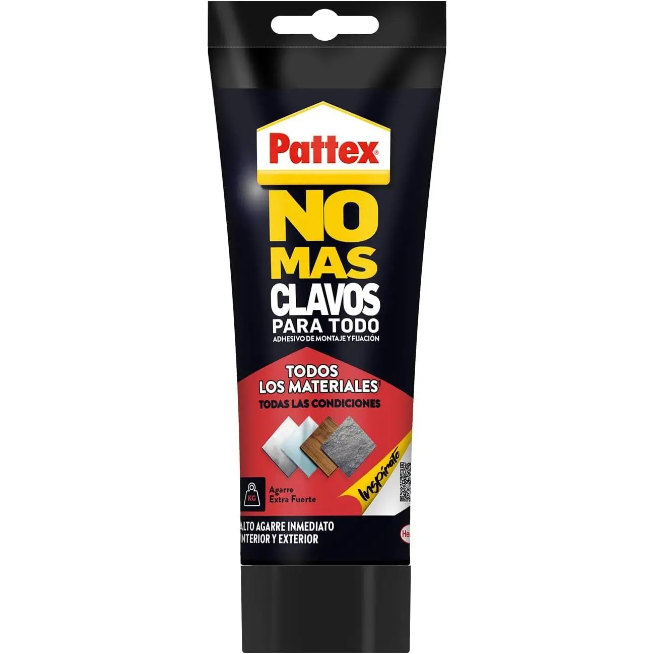 Pattex No Mas Clavos Todo HighTack, adhesivo de montaje resistente a temperaturas extremas, pegamento fuerte en superficies húmedas, adhesivo blanco, 1 tubo x 340 g