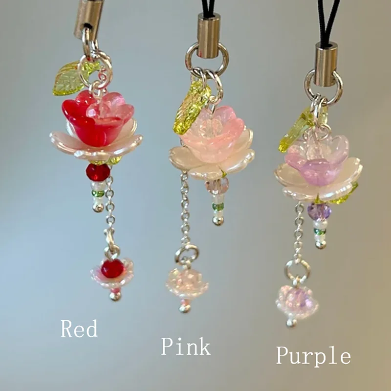 Handmade Lotus Phone Charm Jellyfish Y2K Aesthetic Keychain 2024