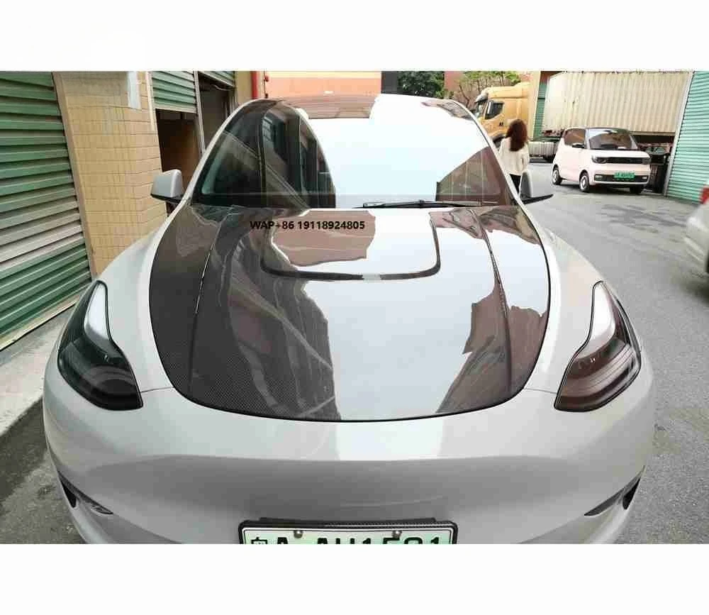 

Carbon Fiber Front Hood Bonnet Cover B Style for Model 3 Model Y Car Body Kit Upgrade