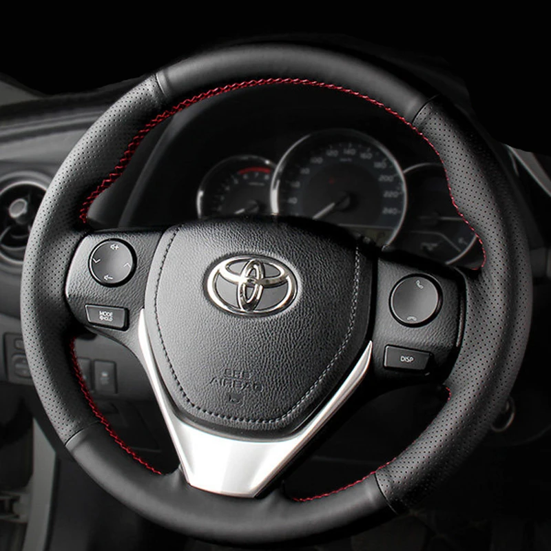 Handgenähter Lenkradbezug für Toyota E'Z RAV4 Auris 2013 2014 Corolla IM 2017 Scion IM 2016 Leder DIY Nähen