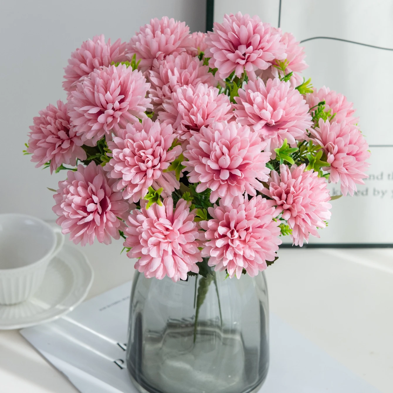 Künstliche Blumen, Seidenkugel, Chrysantheme, Zuhause, Zimmer, Tisch, Hochzeit, Brautstrauß, Dekor, Valentinstag, Outdoor, Garten, Hof, DIY-Geschenk – Detail 6
