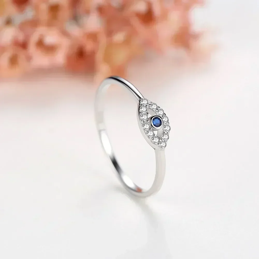 TONGZHE Charm Ring 925 Sterling Silver Couple Rings Blue White Gold Lucky Wedding Evil Eye Rings For Women Fine Jewely