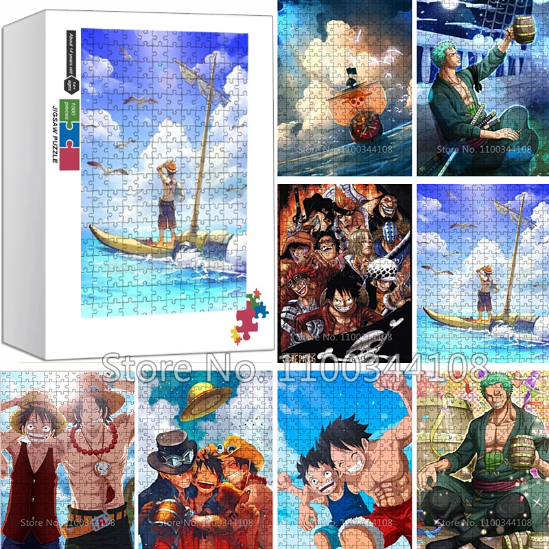 Japanese Anime One Piece Jigsaw Puzzle Ace Sabo Luffy Cartoon 300/500/1000 Pieces Puzzles Birthday Gift for Friend Children