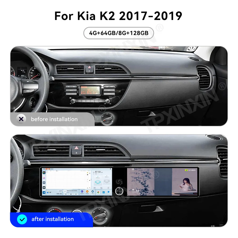 

12.3'' Dual Screen Car Radio For KIA K2 2017-2019 Car Multimedia Video Player Stereo GPS Navigation Carplay Head Unit 5G WIFI