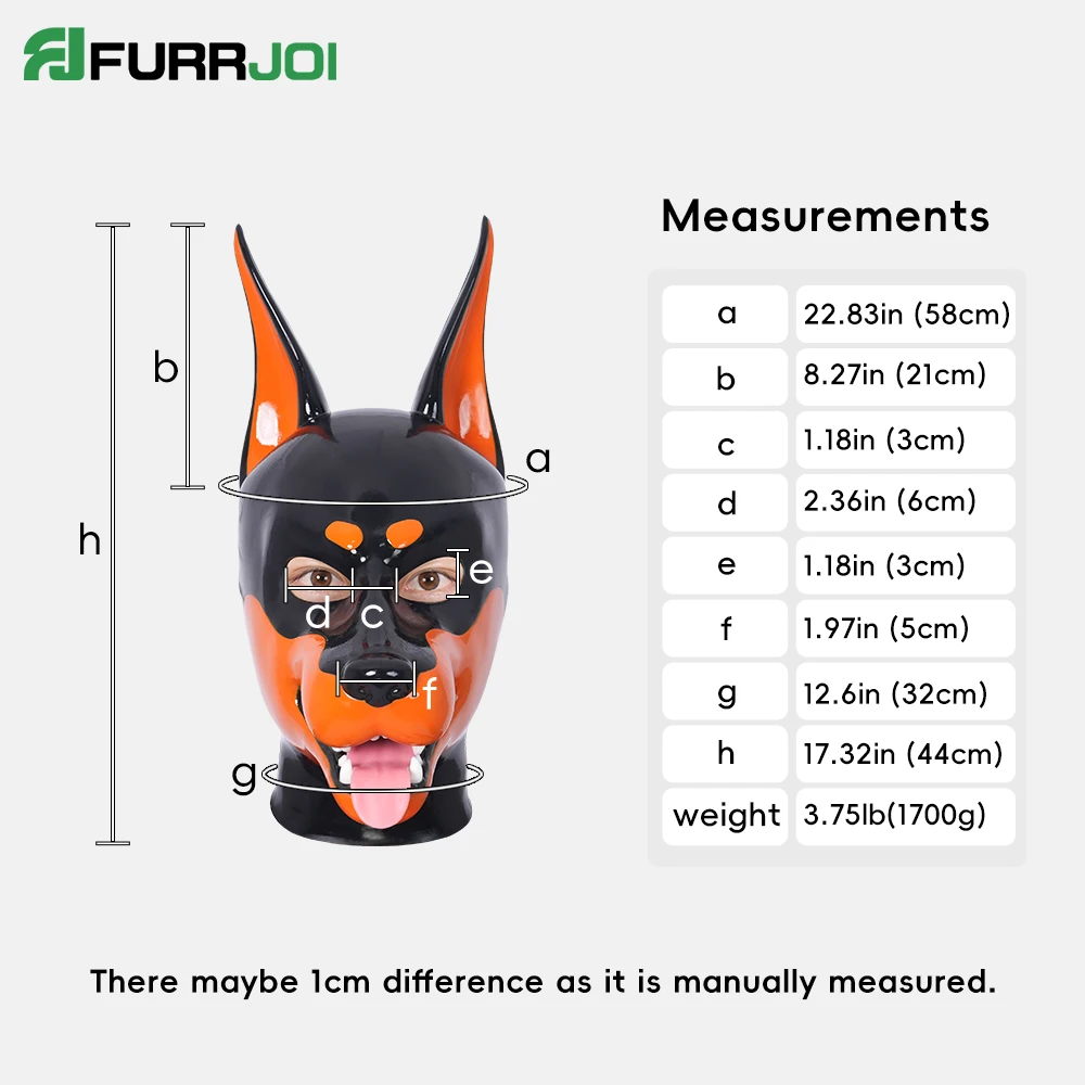 Furrjoi Silicone Doberman Mask New Design Full Head Hood for Cosplay Costumes Latex Furry Fetish Color Customizable Fursuit