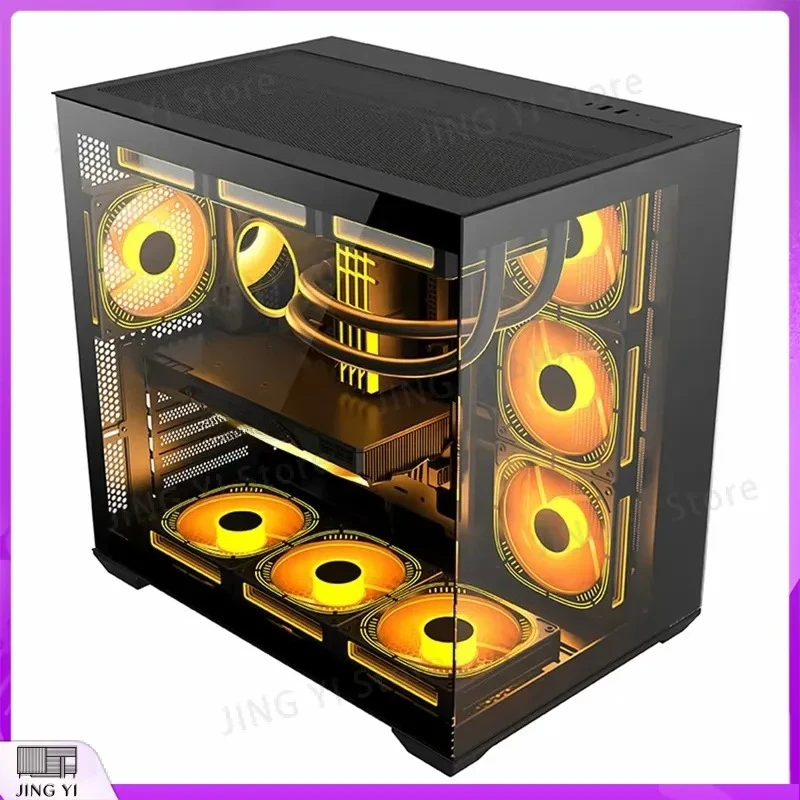 Mid Tower PC Case Full View Tempered Glass Gaming Computer Chassis ATX Micro USB 3.0 Desktop Cabinet DIY Build Black White