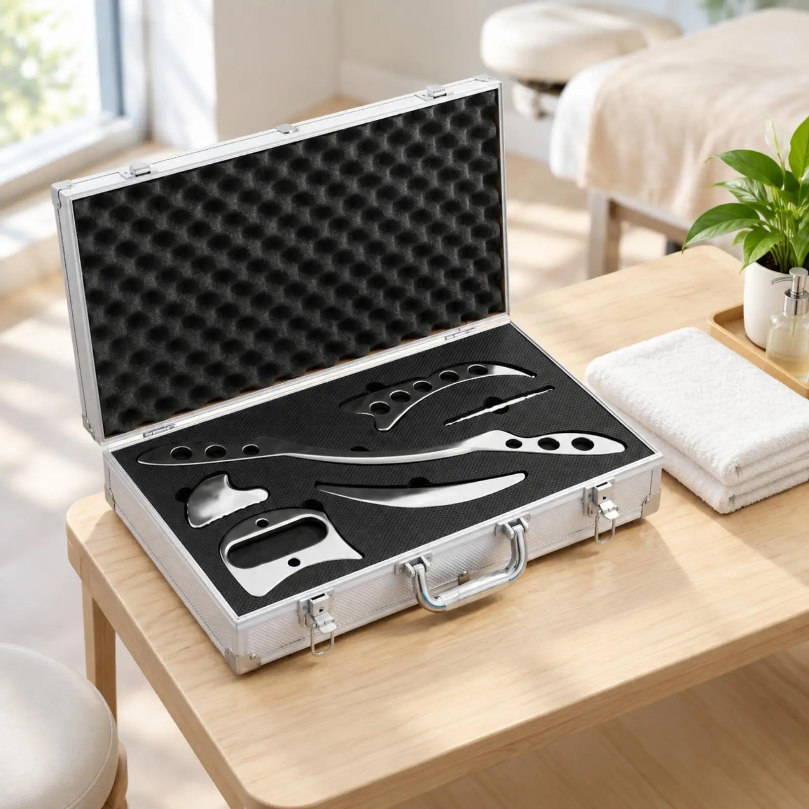 Acupressure Massage Set Stainless Steel Scraper Tool Meridian Muscle Release Body Massager for Travel Self Care