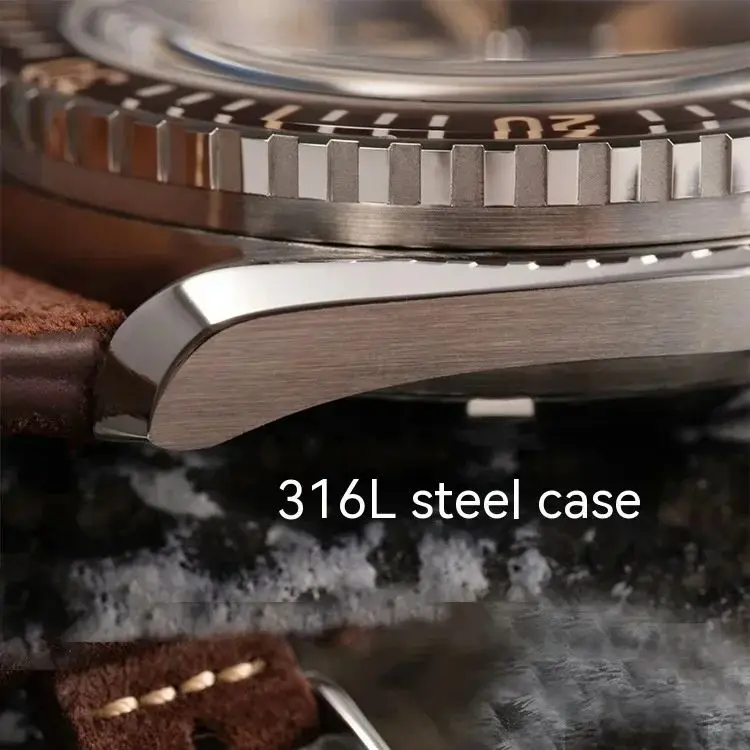 Hruodland F025 2026 جديد ريترو الرجال التلقائي ساعات آلية NH35 الفولاذ المقاوم للصدأ حزام من الجلد الغوص reloj ساعة للرجال #5