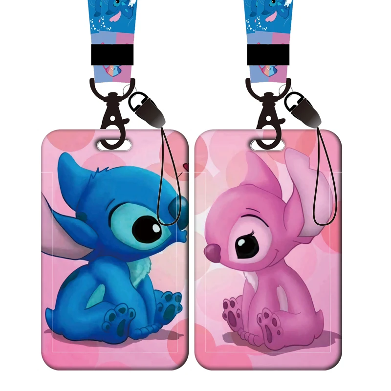 

Disney Lilo & Stitch Card Holder Lanyard Keychain Boy Bus Card Case Neck Strap Girls Card Protectors Badge ID Credential Holder