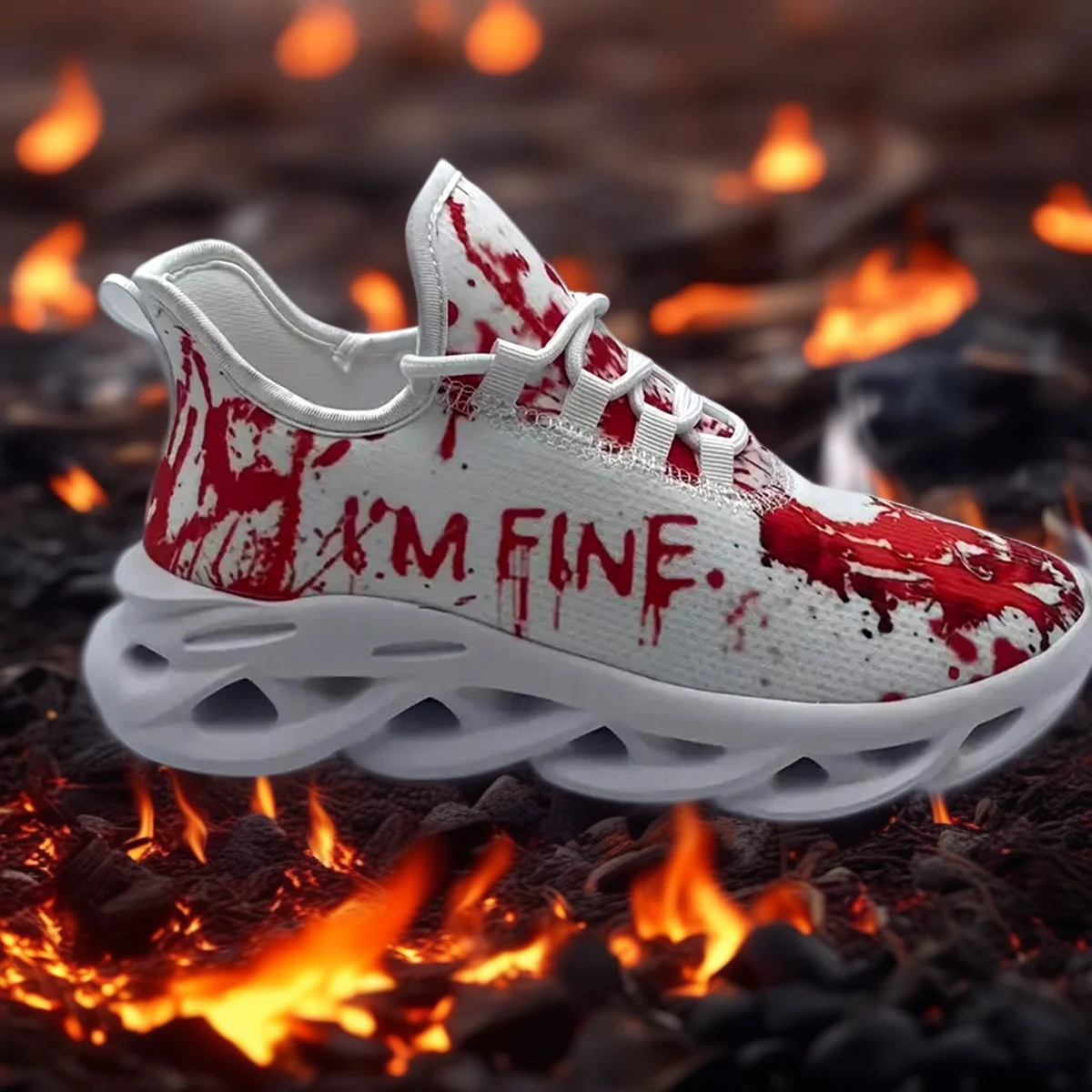 Crâne rouge graffiti crâne chaussures de sport décontractées chaussures de course pour hommes et femmes chaussures en maille légère