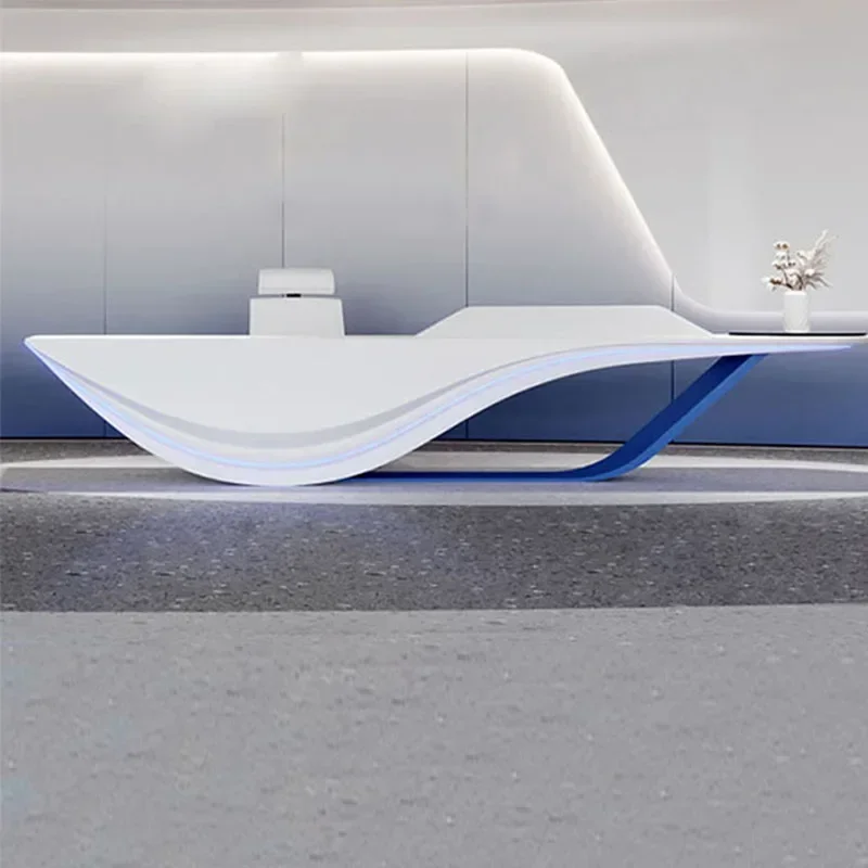 Lada recepcyjna Biurko Długie Nowoczesne Luksusowe Meble Biuro Bank Estetyczny Salon Mównica Prosty Stół Recepcyjny Profesjonalna Kawiarnia