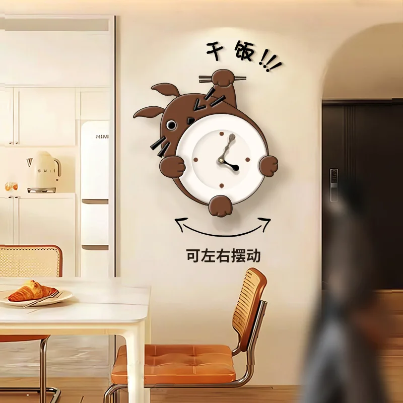 Cream Wind Living Room Creative Cartoon Clock Restaurant 2024 New High-end Clock Household