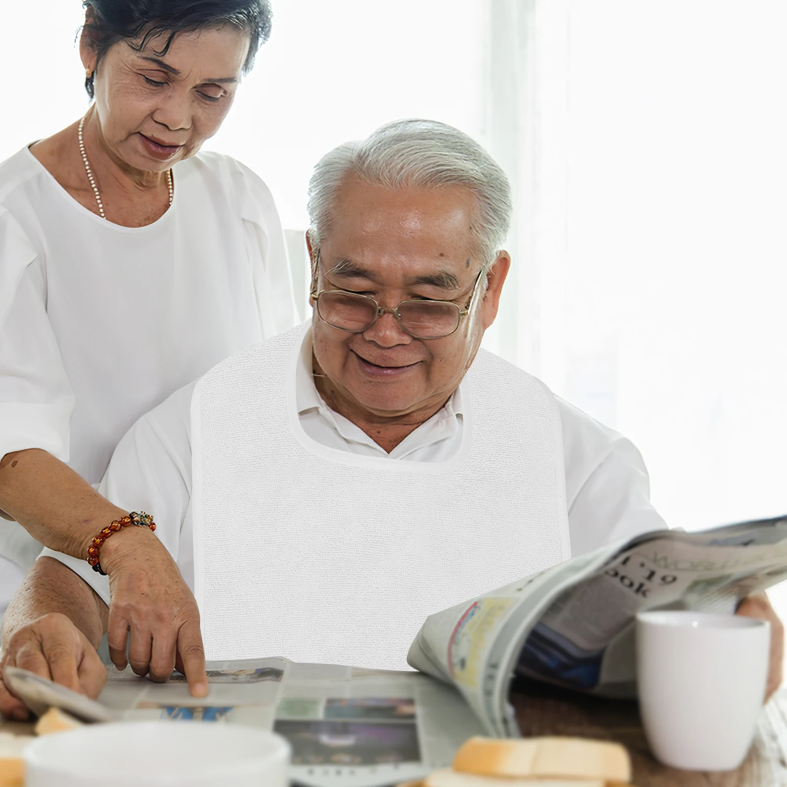 

Adult Bib Adjustable Cotton Stain Resistant Feeding Bib for Seniors Elderly Special Needs Clothing Protector Multipurpose