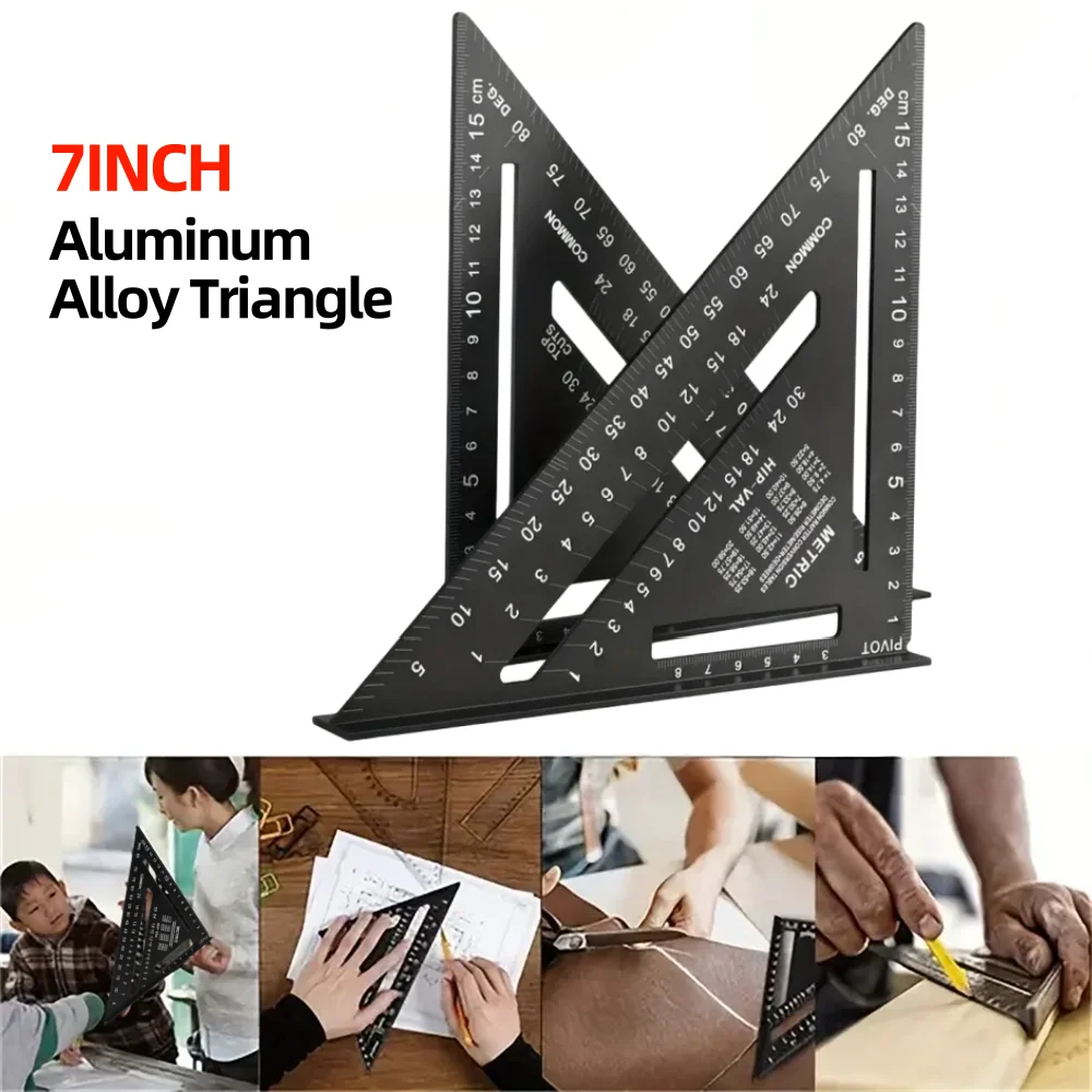 7 Inch Aluminum Alloy Triangle Ruler Square Protractor High Precision Measuring Tool for Engineer Carpenter