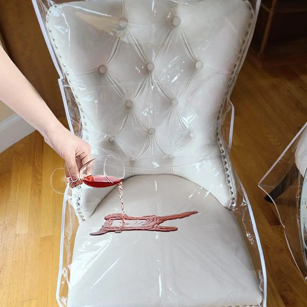 Transparent Plastic Dining Chair Covers Anti-Scratch Dustproof Waterproof Slipcover Anti-fouling Easy-Clean Furniture Protector